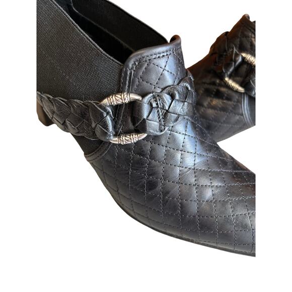 Brighton Roman Quilted Leather Ankle booties Boots shoes Black 7 - Picture 3 of 7